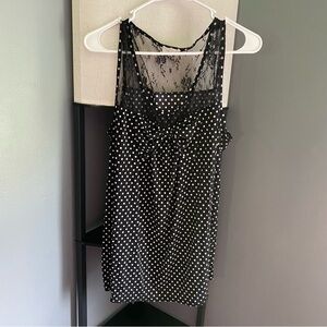 Black Polka Dot Lace Tank Top